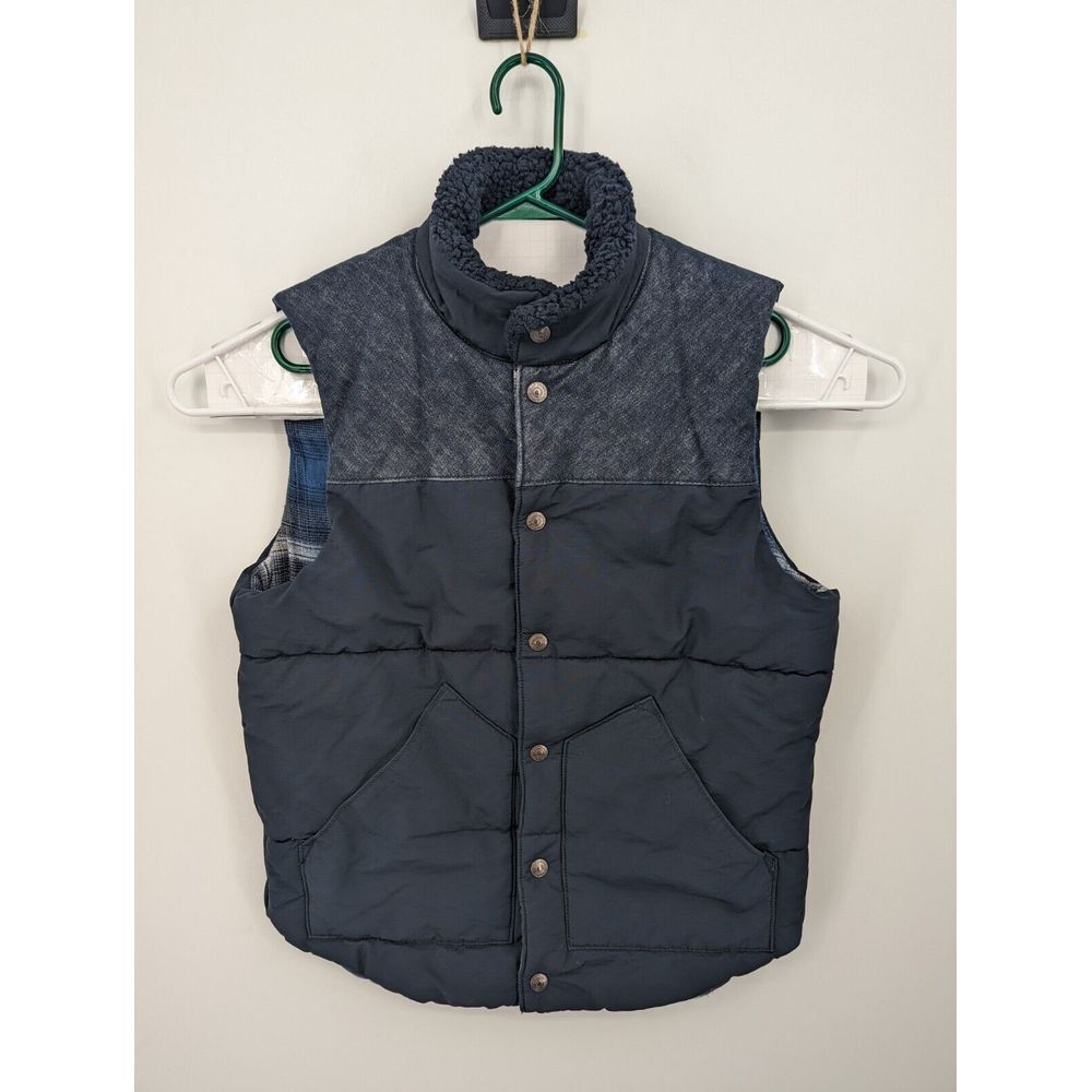 Pendleton GAP Puffer Style Vest Denim Cotton Flannel Lined Button Navy Men's S